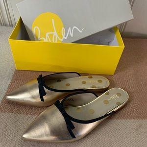 Boden Gold Pointy Flat Mules